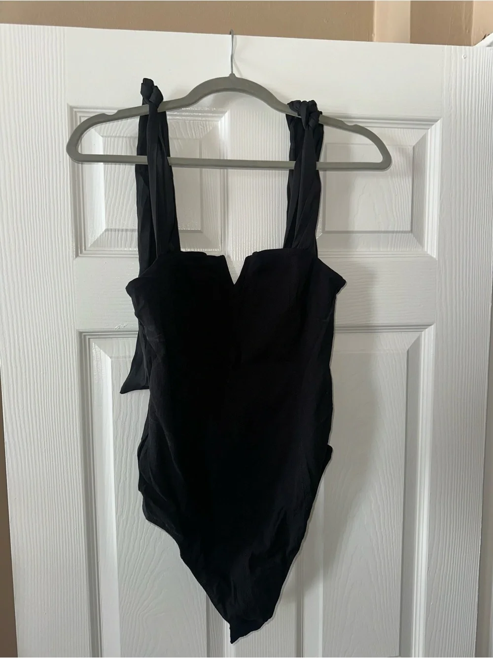 Black free people bodysuit with Knotted Shoulder Straps